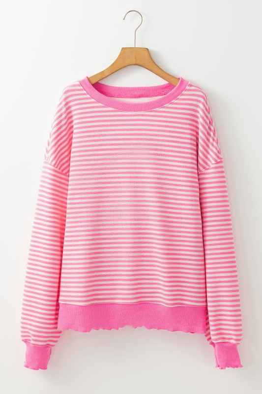 Stripe Drop Shoulder Long Sleeve Top 8882e8c4-446d-46b2-88b6-d2de52ae9f89