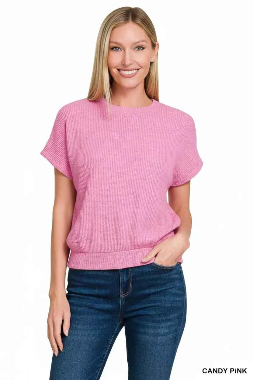 Zenana Round Neck Banded Botton Short Sleeve Sweater 88858a07-3ab8-4805-803a-e4703c70e238-Max-Origin
