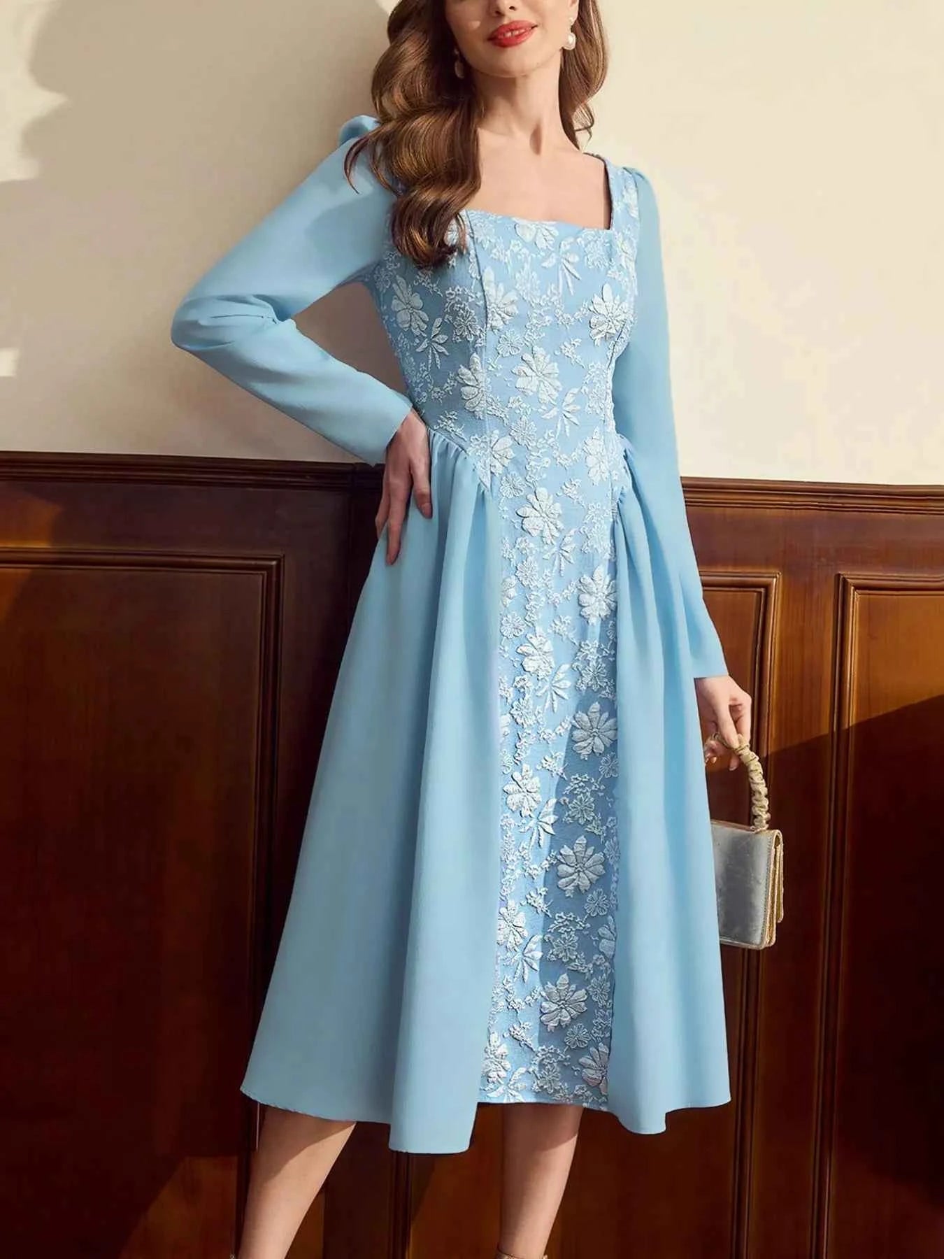 Floral Embroidered Long Sleeve A-Line Dress 88903cb6-dc82-4c04-9471-7ebeec31d838-Max-Origin
