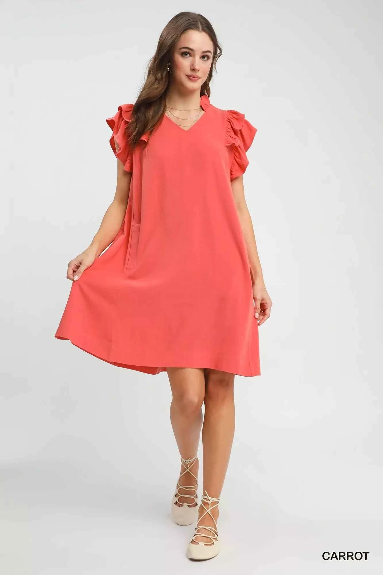 Umgee Linen Flutter Sleeve Shift Dress with Pockets 88945509-dcb0-4965-b92a-432358f0dc35-Max-Origin