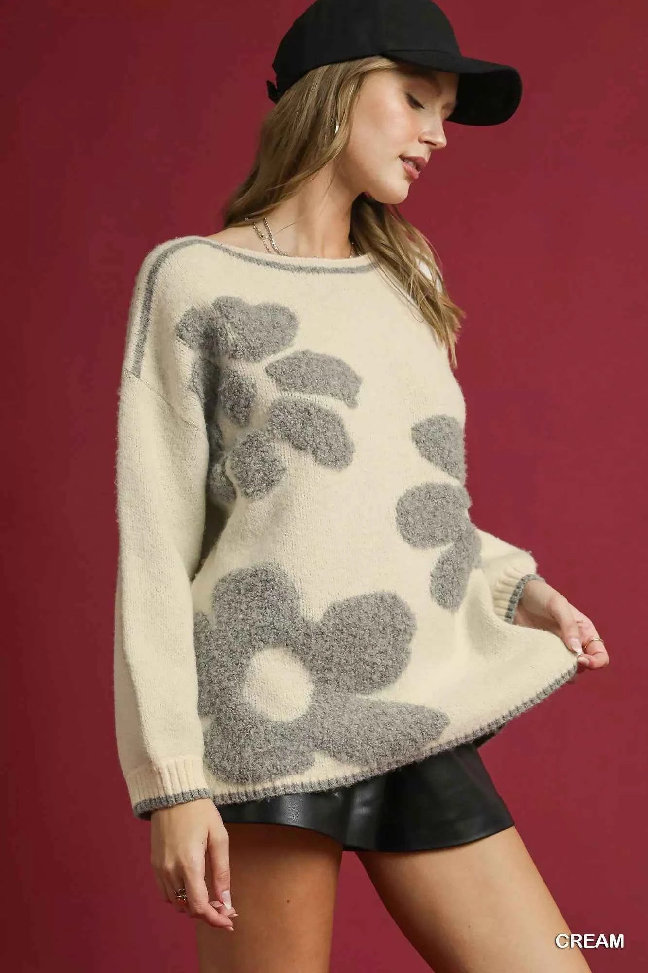Umgee Floral Jacquard Knit Sweater 889e48d8-c3af-4d72-bd89-e137f1646c50-Max-Origin