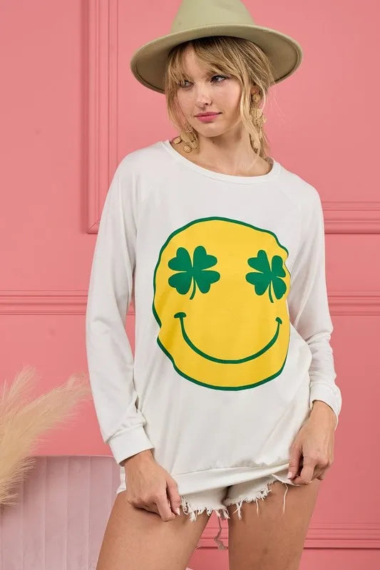 BiBi Smile Face Graphic Round Neck Long Sleeve Top 88a4cc93b9774c13b7f80a2dcac54802-Max-Origin