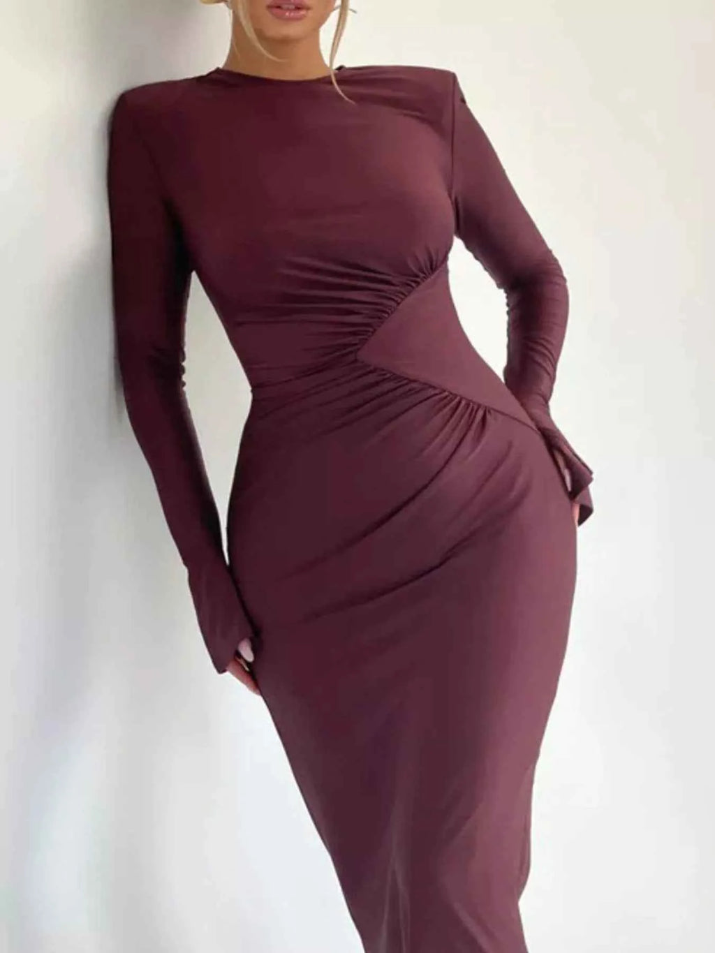 Ruched Long Sleeve Bodycon Maxi Dress 88a55ae3-1e84-4f16-8eb4-df33b3c17149-Max-Origin