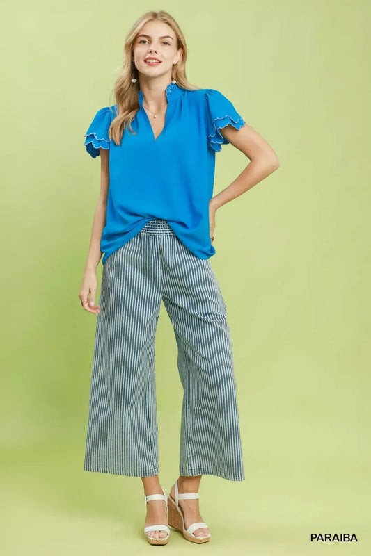 Scalloped Ruffle Sleeve Top 88a910fe-a88d-4fd2-b0e3-50fde6f41b1d-Max-Origin
