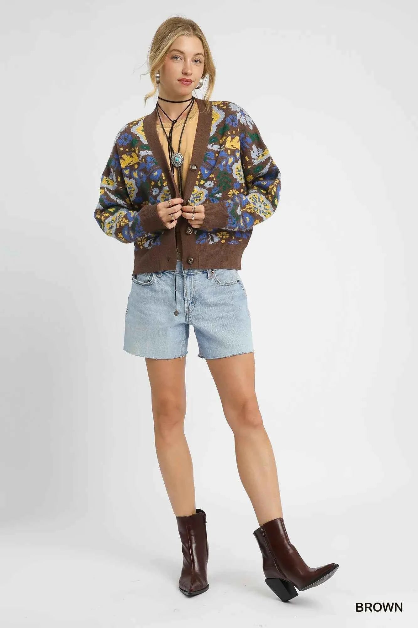 Umgee Floral Knit Button-Up Cardigan 88a93863-7229-49d7-93b3-a88760749631-Max-Origin