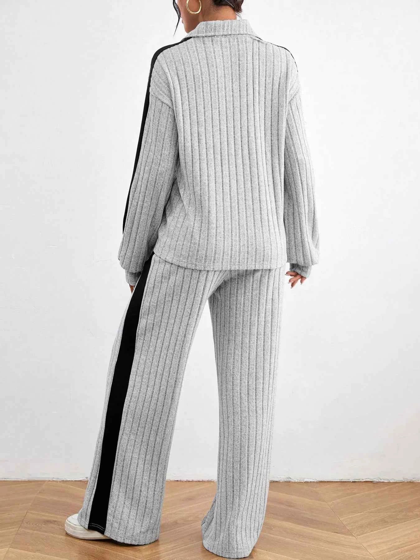 Ribbed Long Sleeve Top and Pants Set 88b5b6c5318c467c80819eecdaedb9f7-Max-Origin