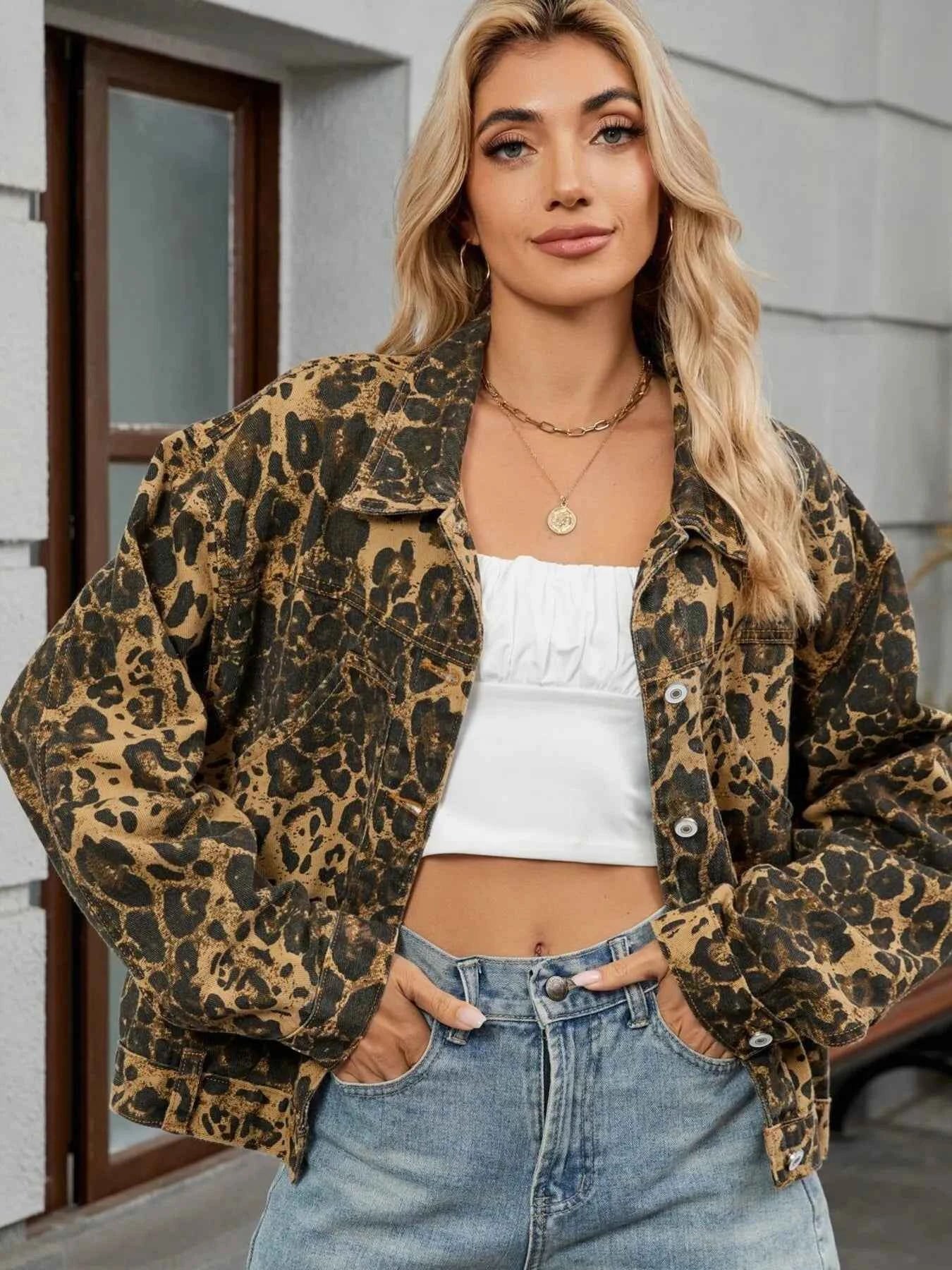 Leopard Print Button Up Denim Jacket 88b7618325a34c429d1ca1ee9c0dce57-Max-Origin
