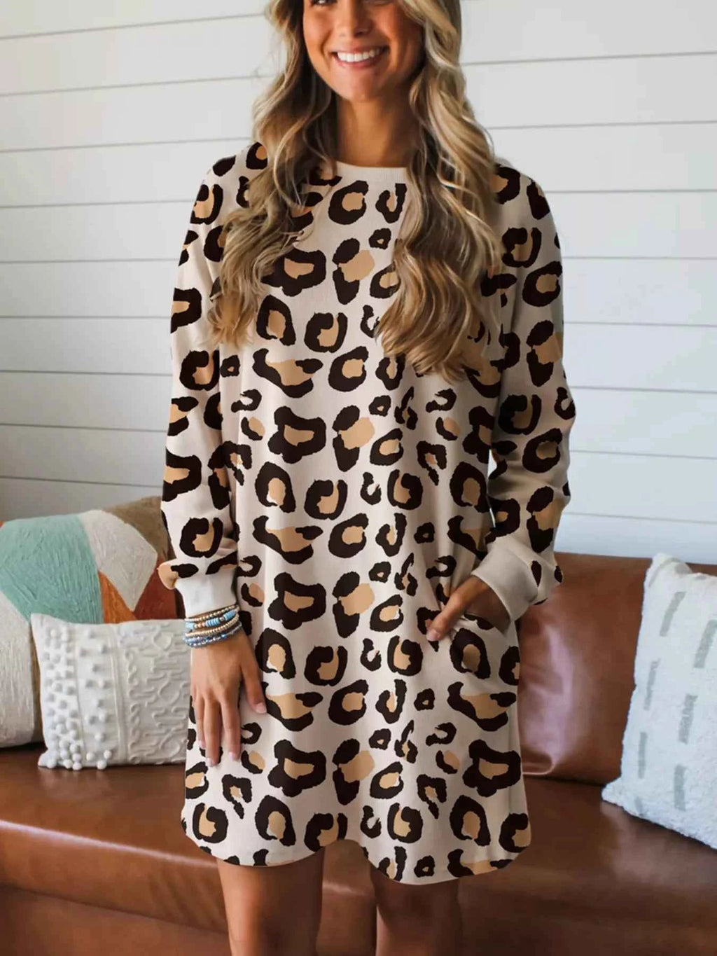 Leopard Long Sleeve Casual Mini Dress 88bf498e-5f2f-43c1-8803-e9270c945b39-Max-Origin