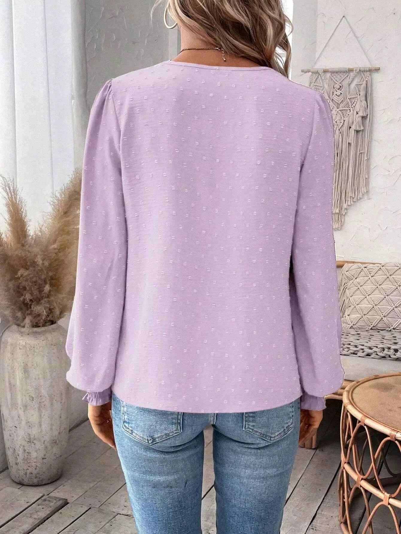 Swiss Dot Lace Detail Long Sleeve Blouse 88c358bd-f4df-4b69-8050-1c18704b469b-Max-Origin