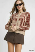 Umgee Striped Button-Up Knit Cardigan TAN RED 88c44ee8-0e4a-491b-8f1c-5d9e7a285a2a-Max-Origin