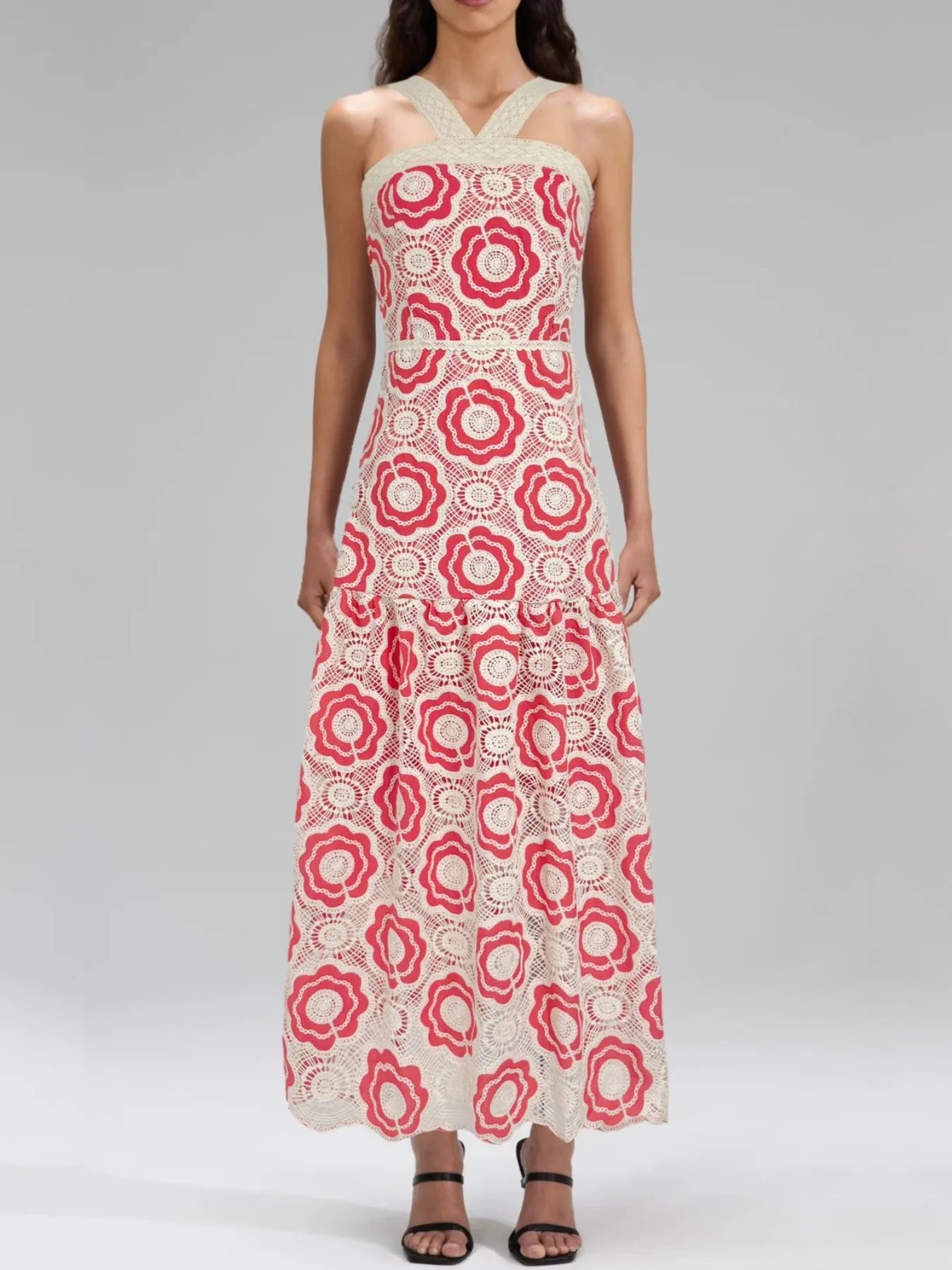 Lace Sleeveless Tiered Midi Dress Red 88caf6b5-ac53-43c2-9286-406dfa998b61-Max-Origin