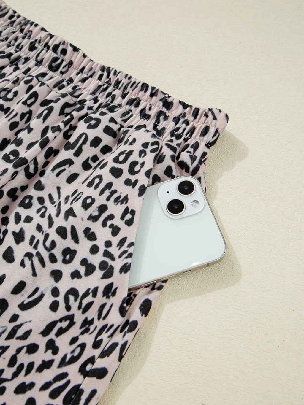 Leopard Print Cap Sleeve Top and Shorts Summer Set 88d4971d6aa54a0a942c22f52335c78a-Max-Origin