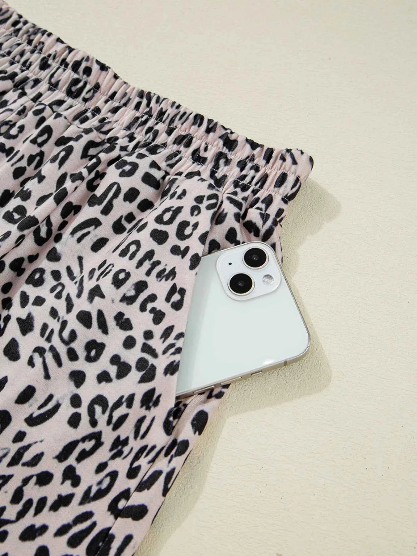 Leopard Print Cap Sleeve Top and Shorts Summer Set 88d4971d6aa54a0a942c22f52335c78a-Max-Origin