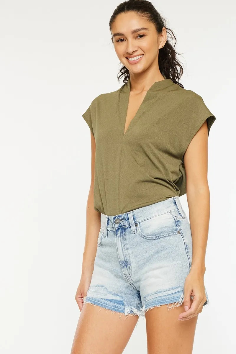 Kancan High Rise Raw Hem Denim Shorts 88d624f7de044bdfbaf6884e58fbb128-Max-Origin