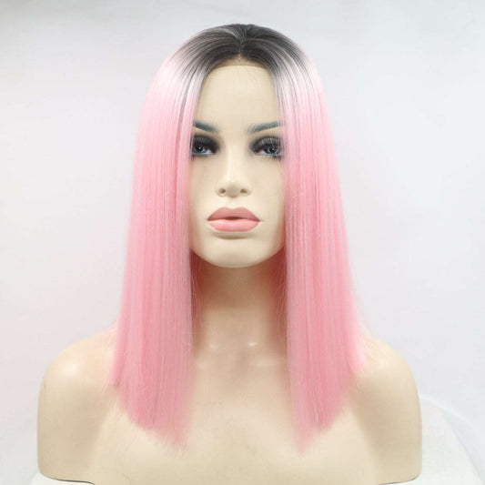 13*3" Lace Front Wigs Synthetic Mid-length Straight 12" 130% Density