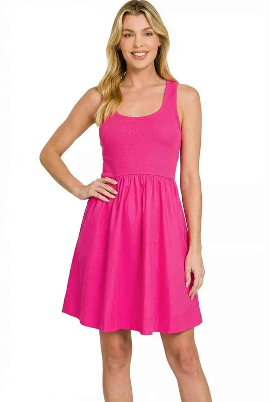 Combined Knit & Woven Midi Dress 8905366e-b744-4f83-96bf-c01c18014d36-Max-Origin