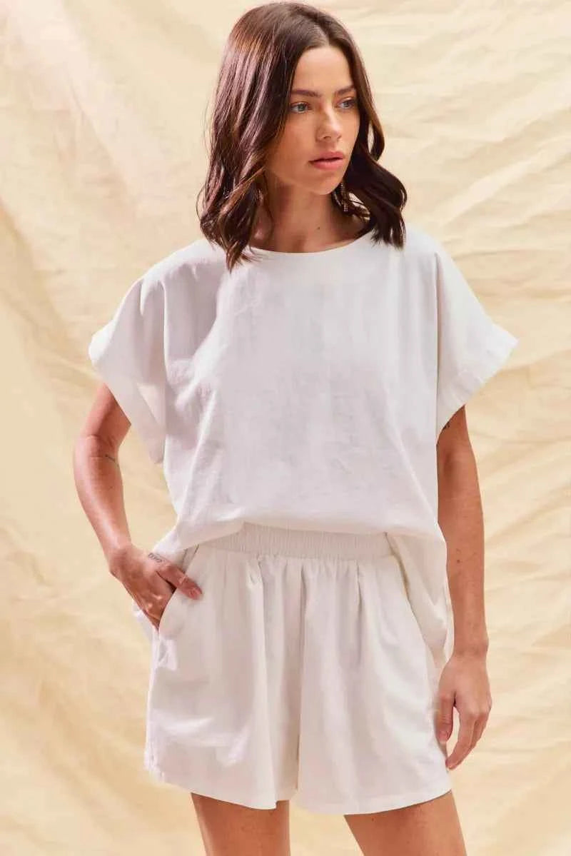 SO ME Round Neck Short Sleeve Top and Shorts Set 890f35a1-d7b4-4cff-8d57-bf8f37e7b273-Max-Origin