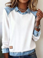 Full Size Denim Trim Long Sleeve Top Plus Size White 892eaecdd3fe41348d29d4f7d9b3ea6f-Max-Origin