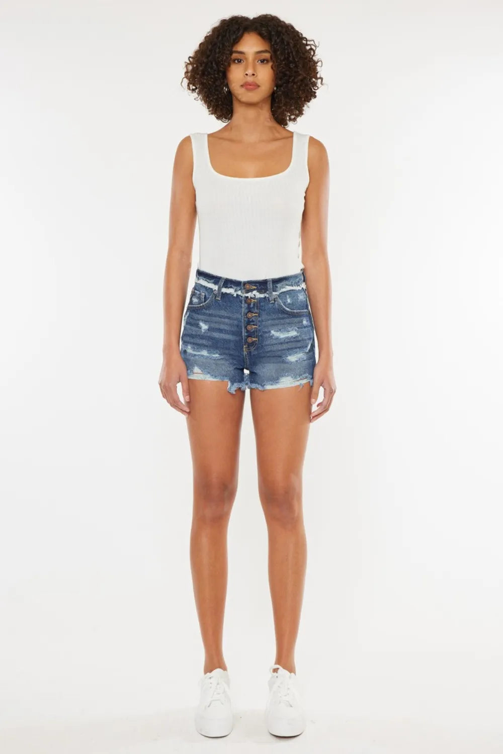 Kancan Distressed Button Fly Denim Shorts 89399247-54c3-486c-b9f7-fa22d87ad805-Max