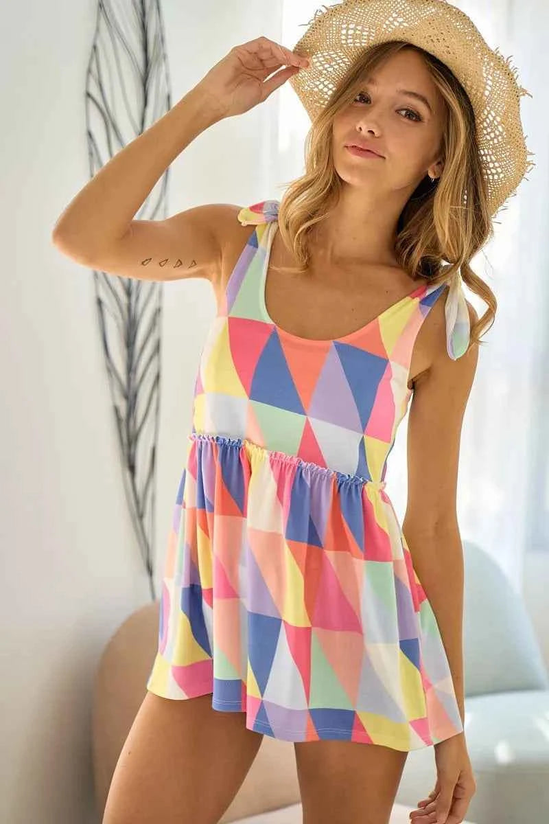 BiBi Multi Color Block Brushed Tied Ribbon Shoulder Top FUCHSIA BLUE 894dc027125748fc9cbb46b814546075-Max-Origin