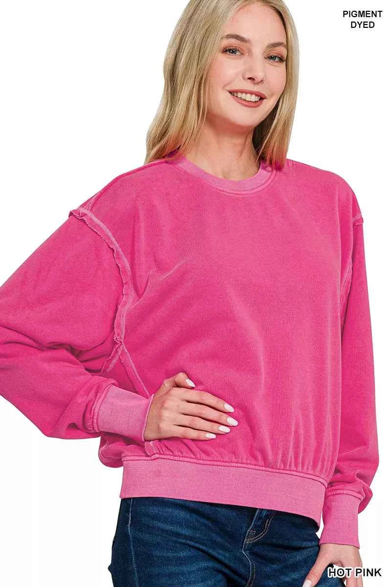 Zenana Soft Fleece Pigment Dye Round Neck Pullover 8958989b-43d7-4b30-a64e-a4f6b39f0989-Max-Origin