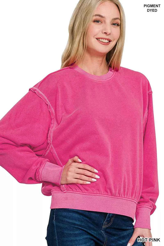 Soft Fleece Pigment Dye Round Neck Pullover 8958989b-43d7-4b30-a64e-a4f6b39f0989-Max-Origin