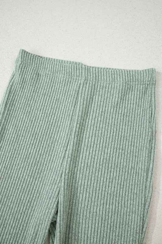 Ribbed Knit Long Sleeve Top and Leggings Set 895b16bb-516e-493a-b0fb-027d771d7f4c
