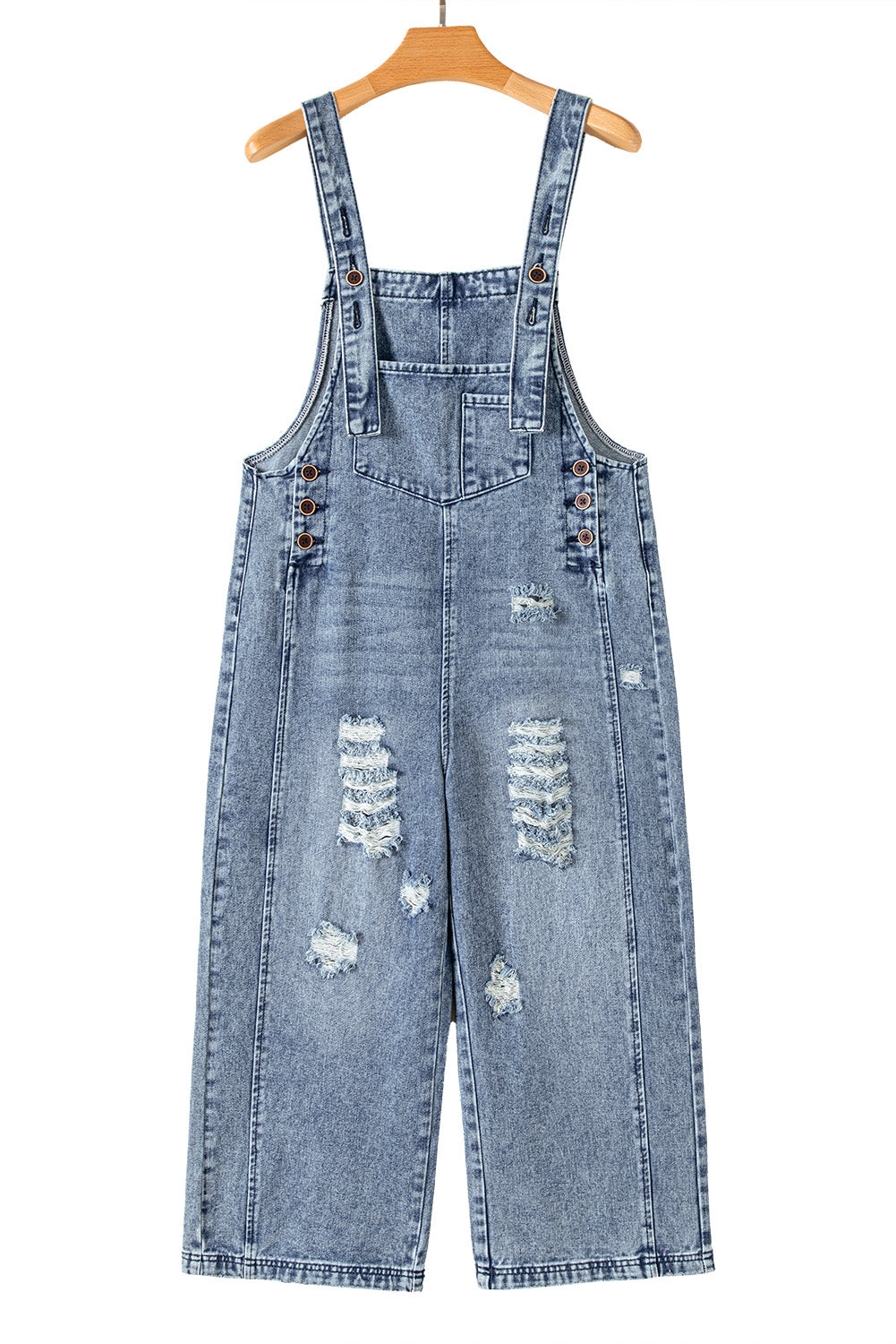 Black Distressed Bib Pocket Wide Leg Denim Overall 896d1b6f39871042
