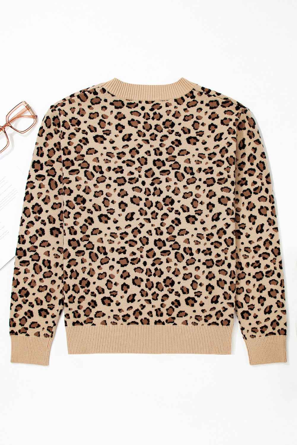 Khaki Leopard Print Dolman Sleeve Sweater 897e72fcbb3b830c