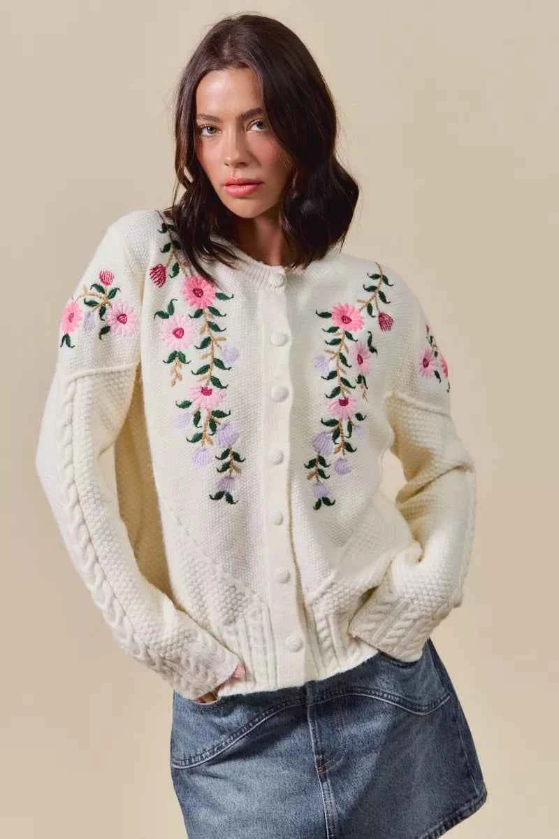 SO ME Floral Embroidered Coquette Sweater Cardigan IVORY 898045d11f1f4aac883add7f45abe1ae-Max-Origin