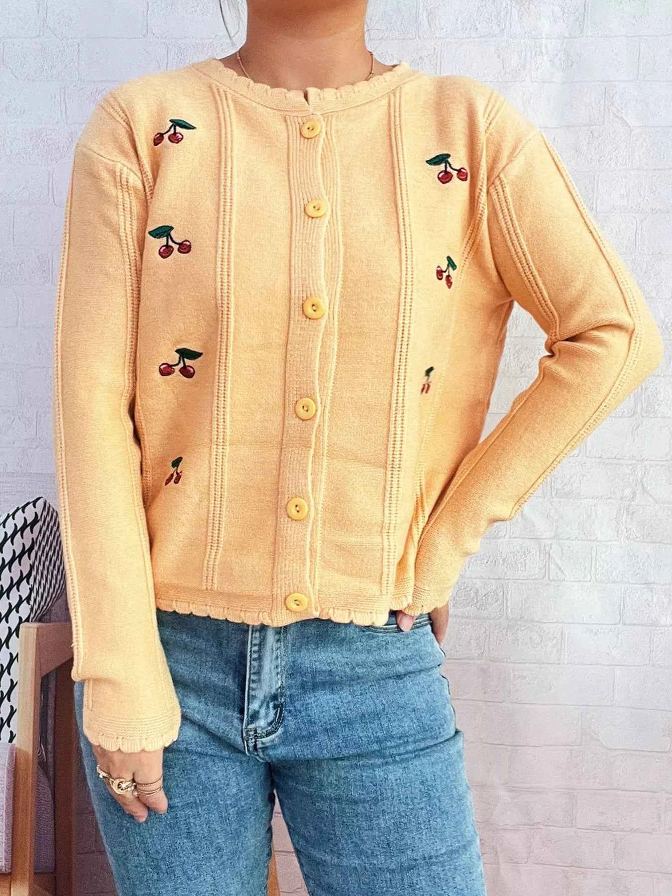 Cherry Embroidered Button Up Cardigan 898ab36f2b814ef9823fdc5d5c879f52-Max-Origin