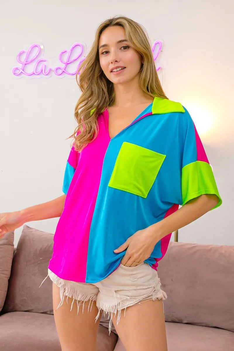BiBi Slinky Knit Color Block V Neck Front Top 898d48f67b594a94ad3e22ca2a79cab9-Max-Origin