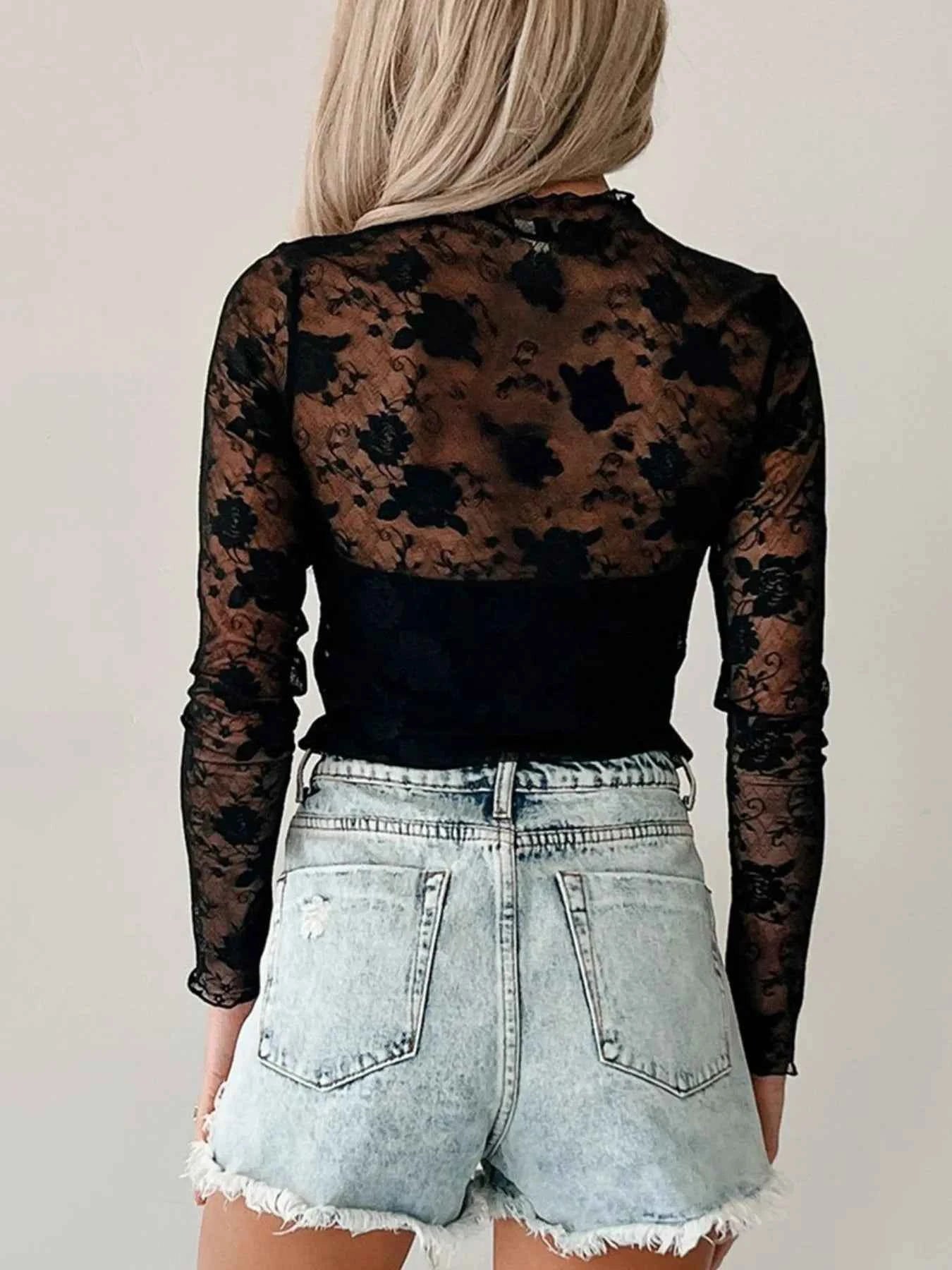 Lace Mock Neck Long Sleeve Blouse 89a7942b-8bc9-4036-80fe-140ee853b1db-Max-Origin