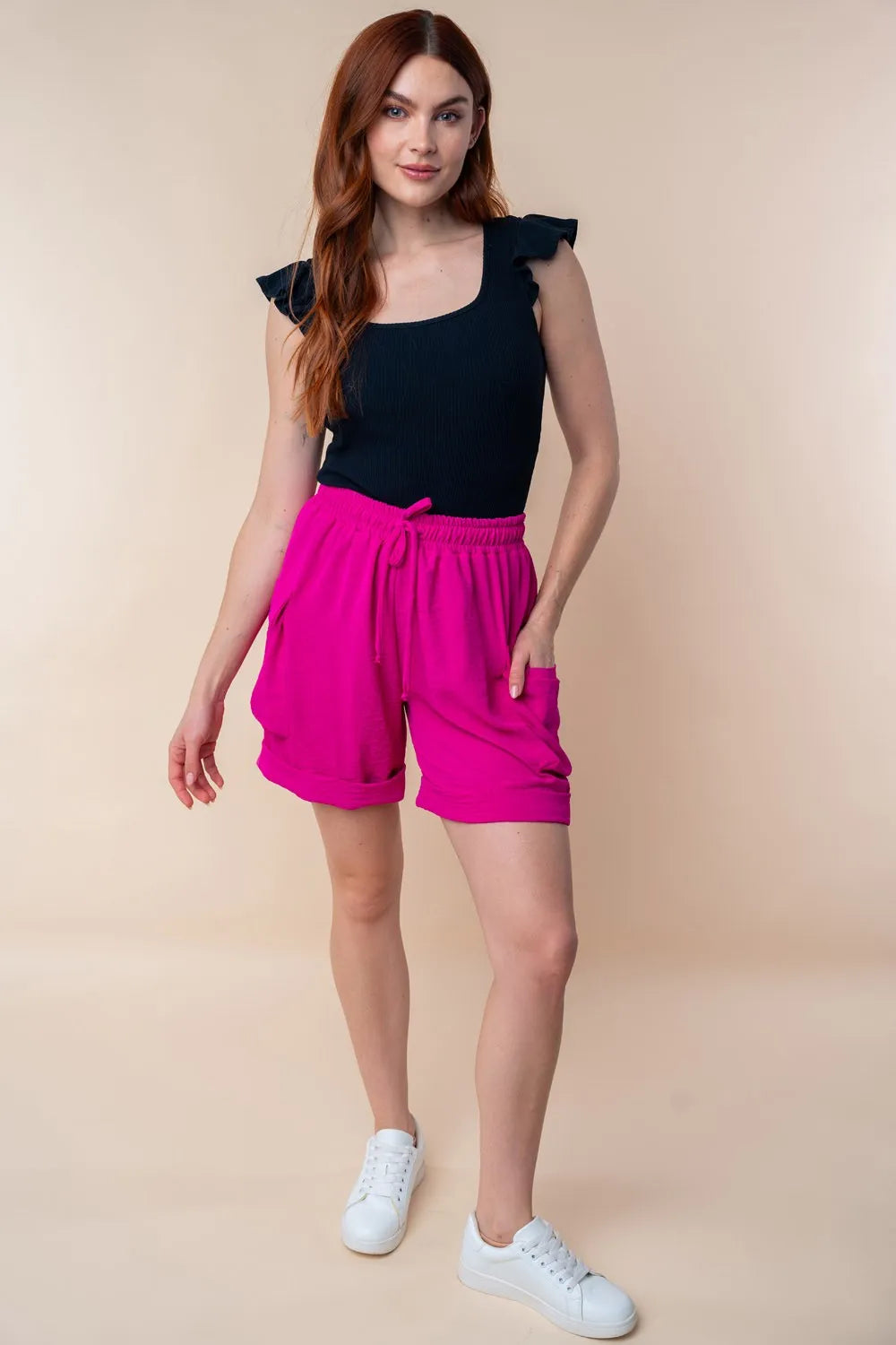 White Birch High Waisted Drawstring Knit Cargo Shorts 89abfdd5-d48d-49ee-a261-6b9f2117ed77-Max