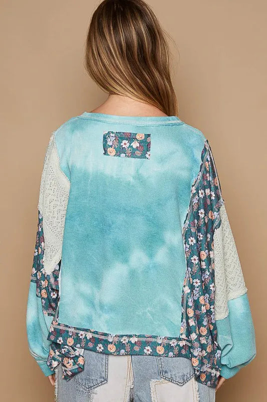POL Floral Patchwork Round Neck Knit Top 89b88e5d-1be5-46ed-ae11-f970f465a971-Max