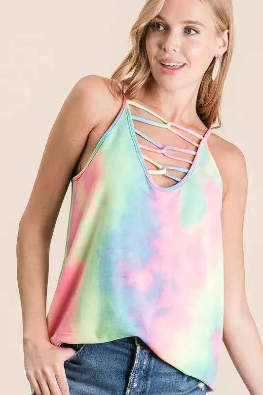 Tie Dye Terry Caged Neck Knit Camisole 89b8f66b17ad457aabd2f6c8315bd251-Max-Origin