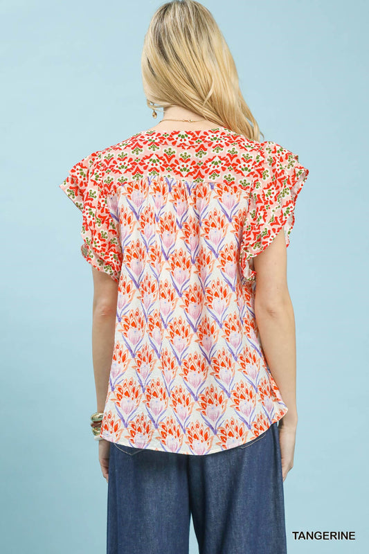 Double Frill Sleeve Floral Blouse 89c5463a-cd85-4e3e-a18f-c90dc8f94c81-Max
