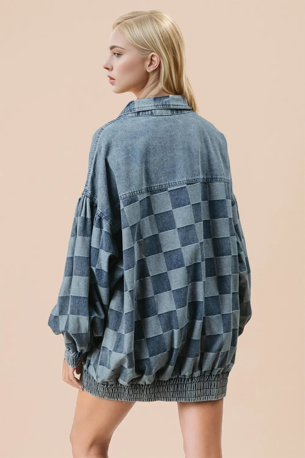 Double Take Checkered Button Up Denim Jacket 89c920dd-f3ff-4d89-8188-dbc1e898d516-Max