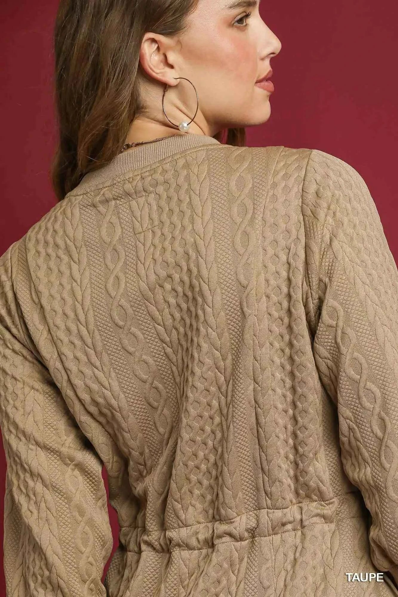 Umgee Drawstring Cable Knit Mini Dress with Pockets 89d1b2de-2ad6-4062-b100-4c30845c225b-Max-Origin