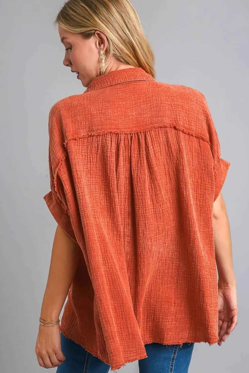 Umgee Full Size Cotton Gauze Mineral Wash Button Down Shirt Plus Size 89d649d8-1d55-427f-9cb5-6b47c0c98167-Max
