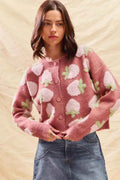 SO ME Strawberry Fruit All Over Button Sweater Cardigan MARSALA 89e07b4ac26b43d99bef1cf966eb544a-Max-Origin
