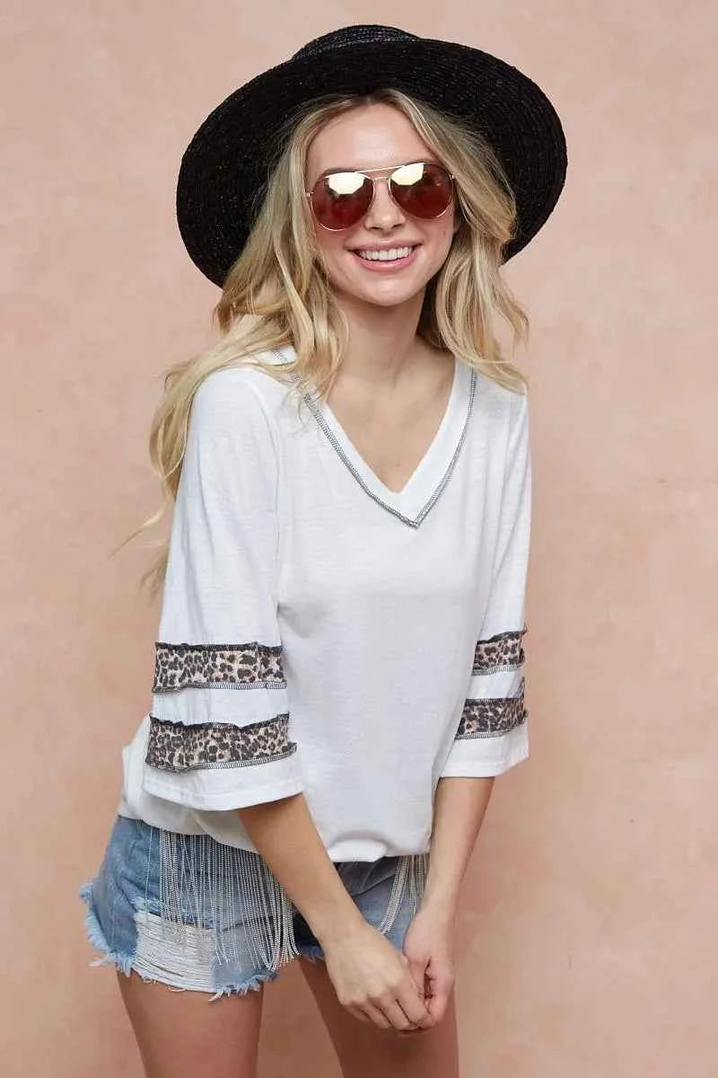 BiBi Triblend Knit Top with Leopard Band Detail 89e754a2649d48fb86bdc14f9a53080e-Max-Origin