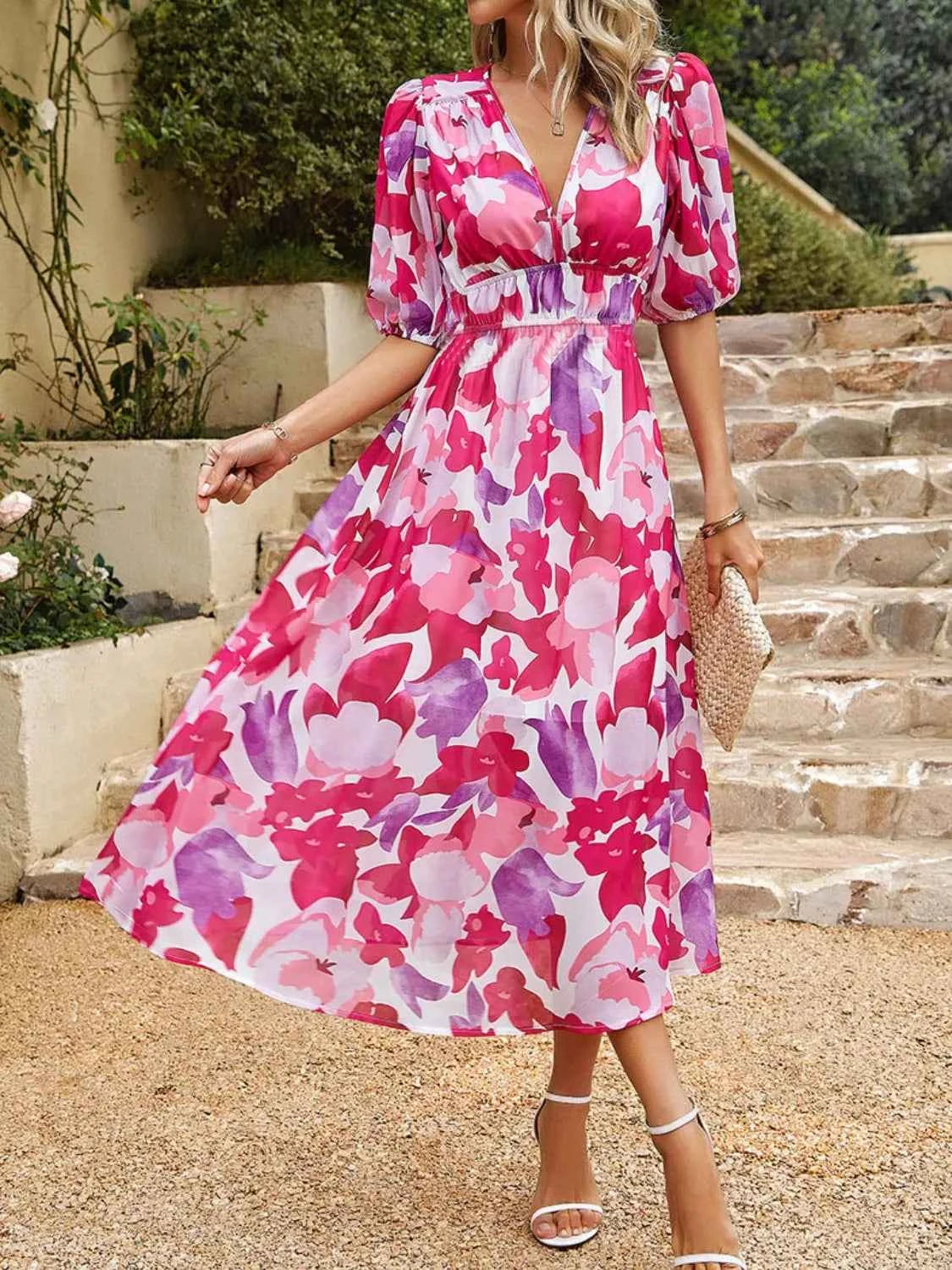 Printed Puff Sleeve Midi Dress 89ee3bd0-1c34-4357-a206-c12fce50dd41-Max-Origin