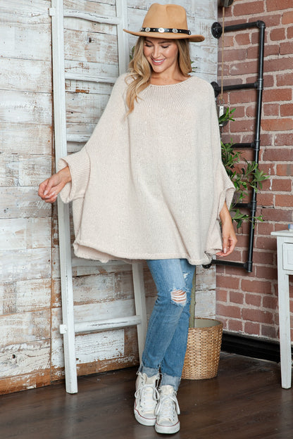 Round Neck Batwing Sleeve Sweater