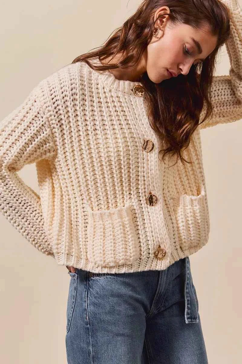 SO ME Metal Button Long Sleeve Chunky Sweater Cardigan 89fd05c62ef3431981360a1feaf935d8-Max-Origin