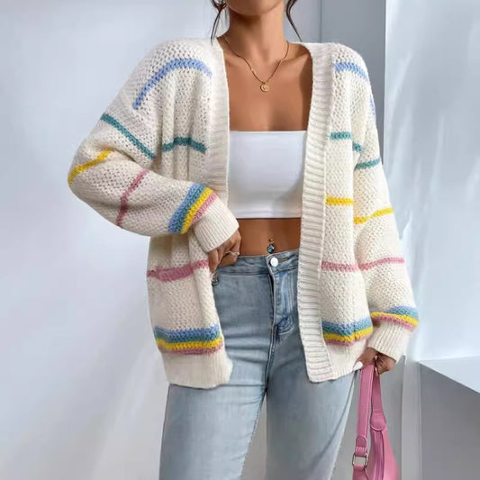 Rainbow Stripe Knit Cardigan