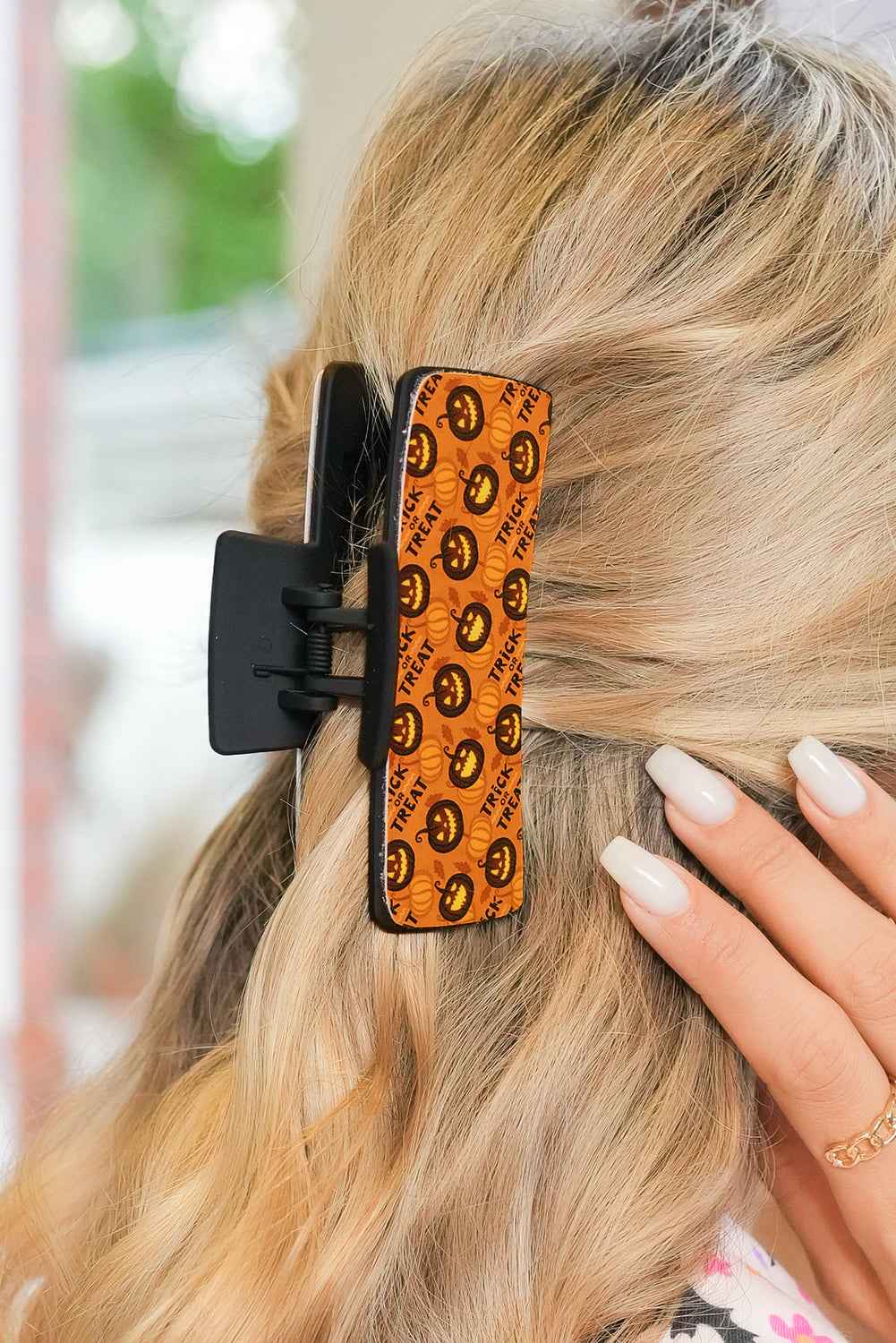 Orange Trick or Treat Halloween Print Hair Clip 8a0b2cf963a31f96