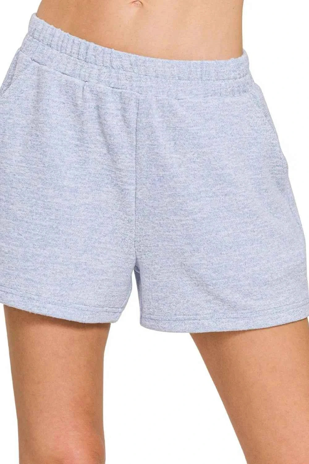 Zenana Soft Melange Hacci Elastic Waist Band Shorts LT BLUE 8a147024-2078-4ef4-9178-c4fef841ebf0-Max-Origin
