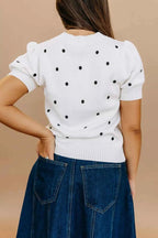 Elegant Polka Dot Bubble Short Sleeve Sweater 8a17046a-efac-45b7-b5a5-e14e7d99709f-Max-Origin