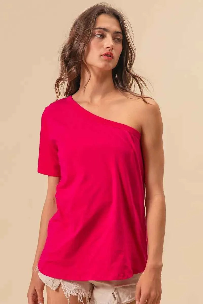 BiBi Cotton Span Knit One Shoulder Top 8a1b27cf38c940e19db934826b996fc2-Max-Origin